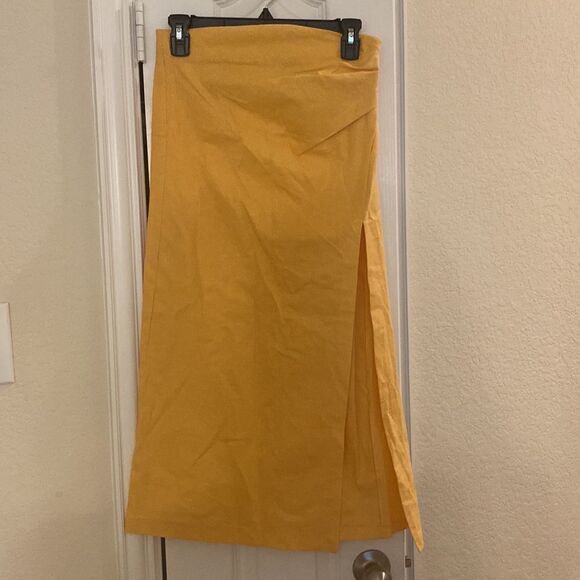 ZARA LINEN BLEND SKIRT WITH RUCHING - Picture 6 of 7